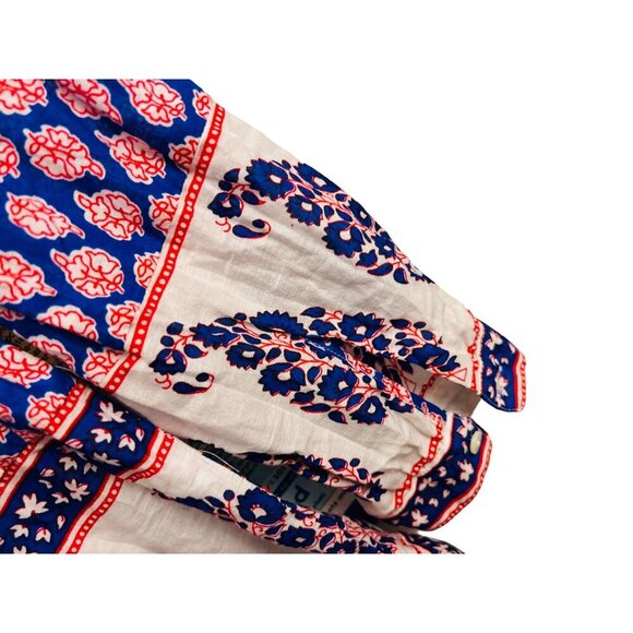 J.Crew French Country Peasant Red White Blue Paisley Top Boho Preppy Size XSmall - Picture 9 of 11